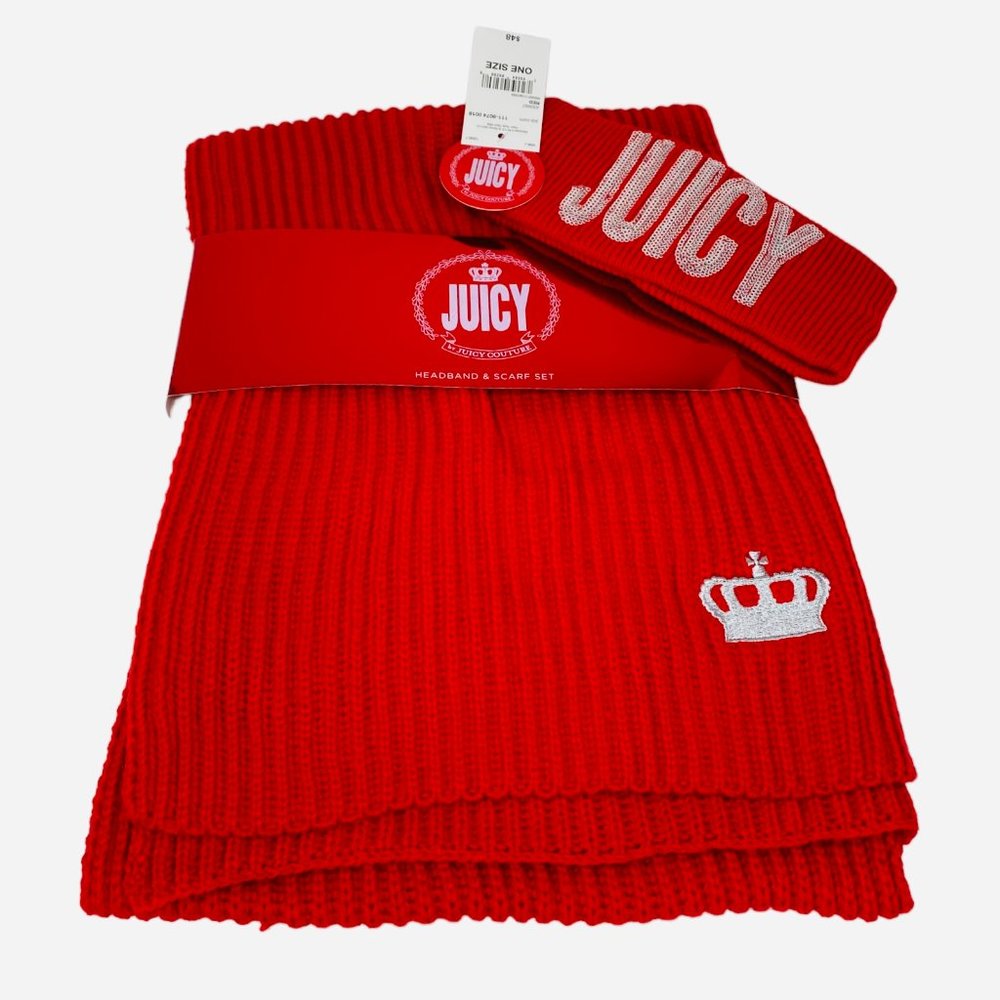 Juicy Couture Gift Set - 1 Red with Silver Sequin Embellishments - 1 Headband